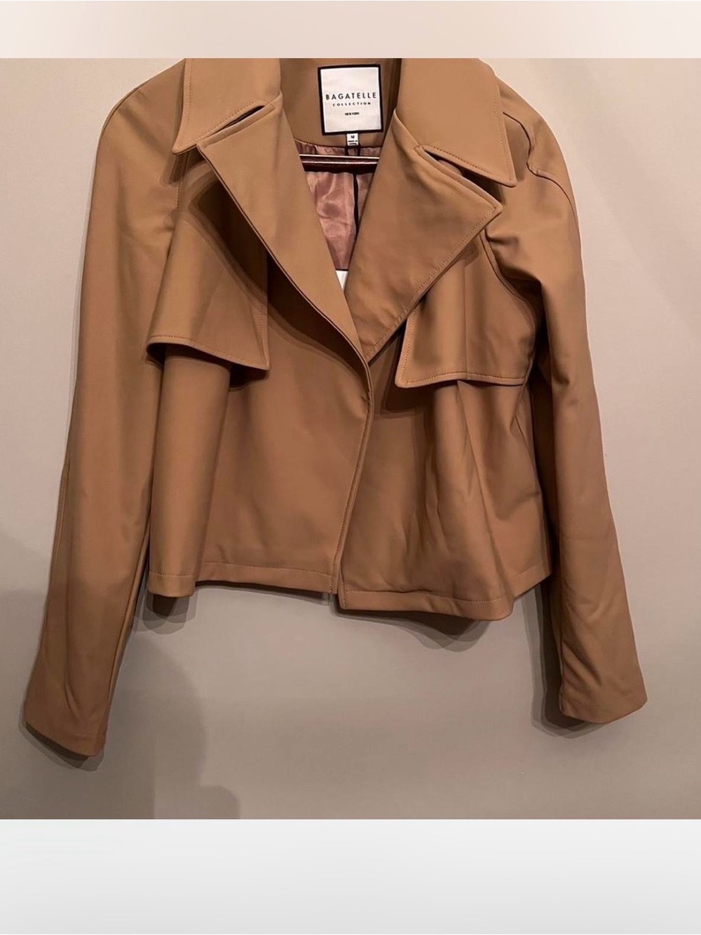 bagatelle Tan Cropped Trench Coat Jacket